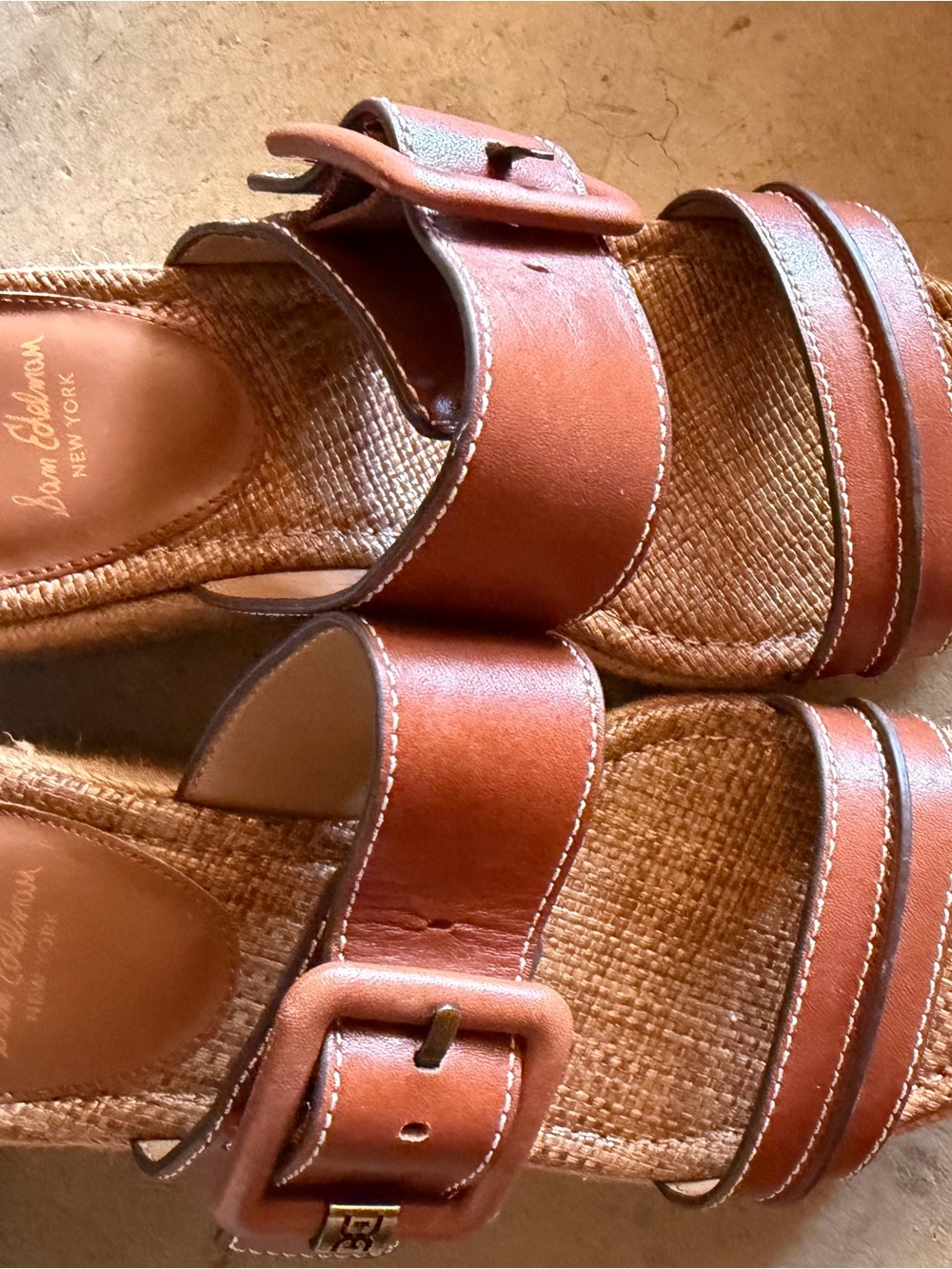 Sam Edelman Brown Leather Wedge Sandals
